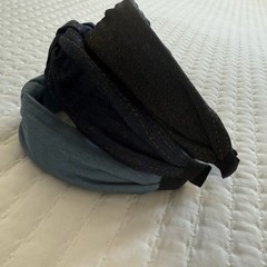 Women’s Denim Knotted Headband For Hair 3 Pieces Variety Of Blue Jean Colors