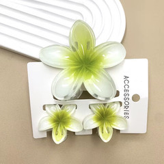 3Pcs Sweet Colorful Plumeria Flower Shark Clip Hair Claw Bohemian Ponytail Clip