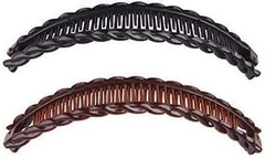 2Pack One Black and One Brown Tort Banana Clips Fish Clips Combs Tool Vintage Cl