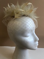 Vintage Mid Century Feather and Net Whimsey Headpiece-Union Made In The USA