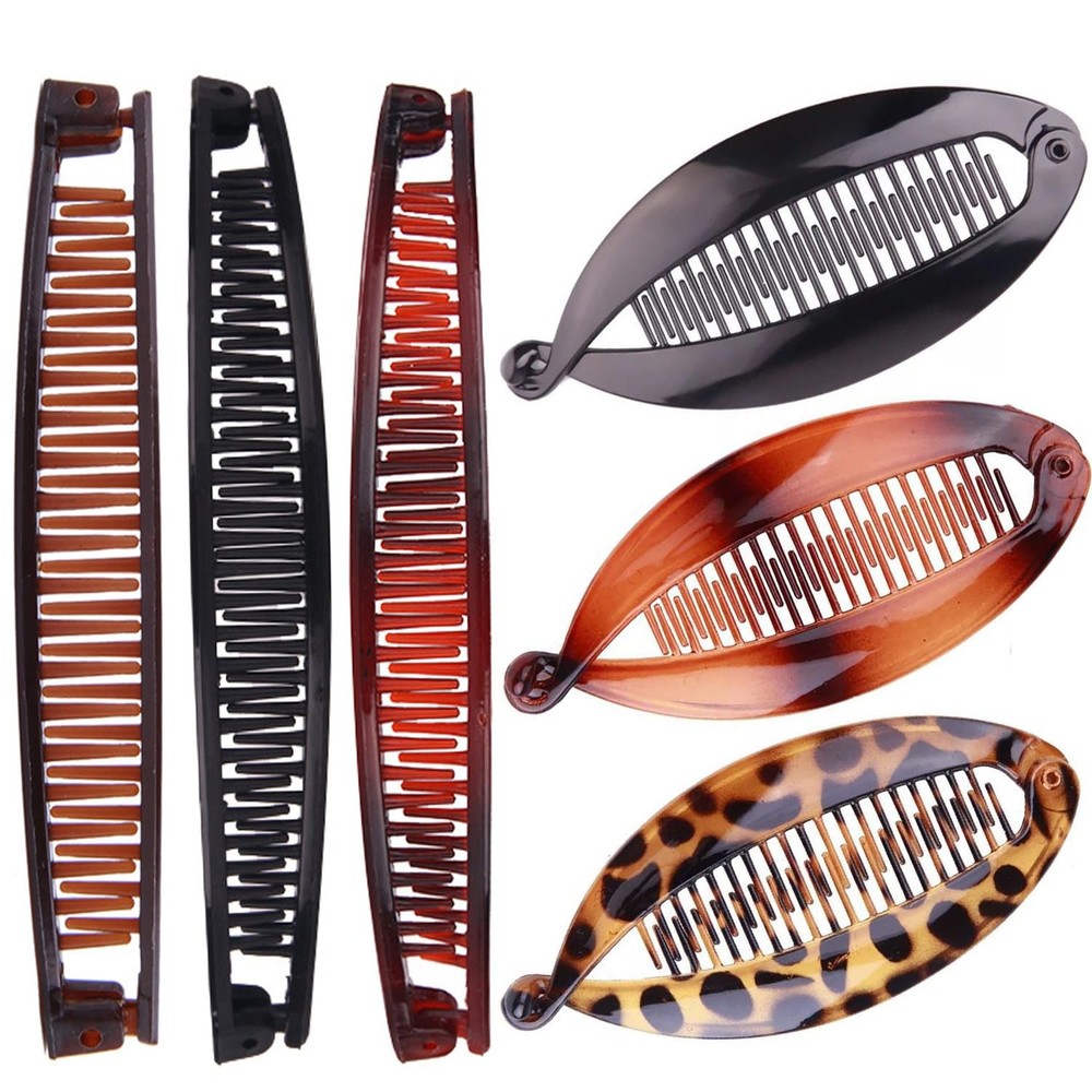 Banana Hair Clips for Women – Classic Fishtail Clincher Combs, Large Double P…