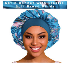 3PK Satin Fabric Bonnet Silk Night Sleep Cap Hair Head Covers Wide Elastic Band
