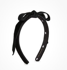 Lele Sadoughi Womens Bardot Velvet Ribbon Slim Headband Jet Black Bow One Size