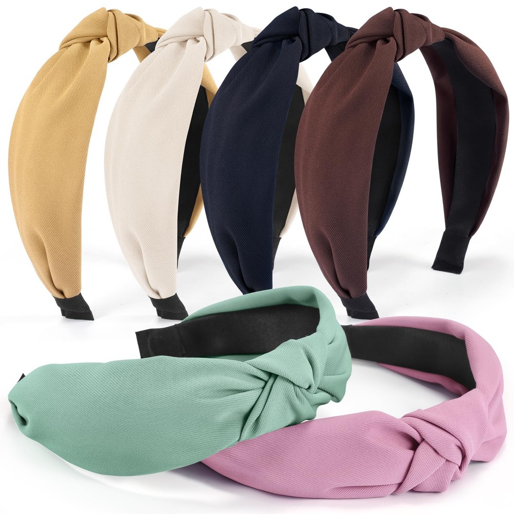 6 PCS Headbands for Women Girls Stylish Top Knotted Headbands Wide Hairband