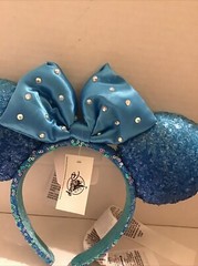 Disney Parks Blue Rhinestone And Sequins Minnie Mouse Ears NWT