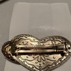 Silver Tone Western Engraved Heart Floral Metal Barrette Clip Hair Accessory