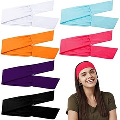 6 Pieces Wide Headbands for Women, Adjustable Bandana Headband Solid Patterns
