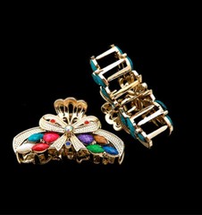 DESIGNER INSPIRED PINK BLUE BLACK PURPLE GREEN MULTI BROWN GEM GOLD HAIR CLAW