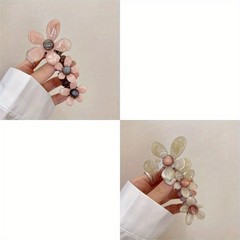 6 Pcs Minimalist Flower Helical Hair Ring Cute Hair Clip Jewelry Gift for Girls
