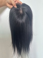 4″x4.7″Free Parting Silk Top Skin Base 100% Human Hair Topper Natural Black 12″