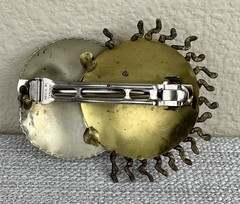 Hair Barrette Hand Crafted Moon Sun Mixed Metals Artisan 3 3/8″ L 2 3/4″ W