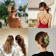 2026 Egg Flower Hair Clip Hawaii Beach Claw Boho Y2K Hair Accessory Girls