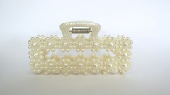 Rectangle flower faux pearl acrylic hair claw clip