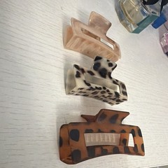 Set of 3 Large Plastic Hair Claw Clips Tortoise Animal Print Multicolor