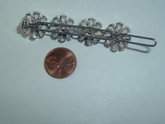 FAUX PEARL & RHINESTONE FLOWER METAL HAIR BARRETTE UP DO ACCESSORY
