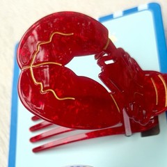 Piper K Lobster Hair Clip Set 2-Pc Acrylic Large Claw Nautical Kitsch Gift NWT