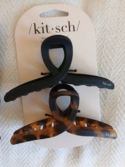 NEW Set of 6 kitsch Large Loop Claw Hair Clips Accessory Black Brown Tortoise 4”