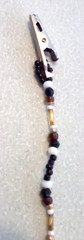 NEW NOS Handmade Hanging BLACK WHITE GLASS BEADS Fashion Metal ROACH HAIR CLIP