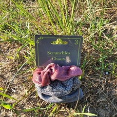 3 velvet scrunchies, hair ties, ponytail holders