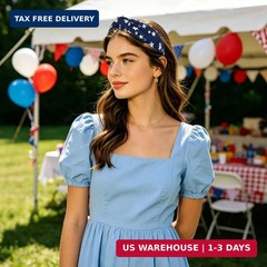 CURASA 4th of July Headband For Women Girls Independence Day Knotted Head Band P