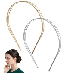 2 PCS Metal Headbands Women Double Thin Layered Gold Elegant Hairband Girls