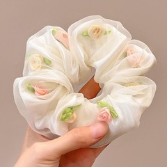 Sweet Korean Style Mesh Hair Ties Floral Scrunchies Breathable Mesh Fabric