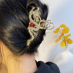 The Spring Festival Large Metal Rhinestone Hair Clips – Design Gold Hair Dragon