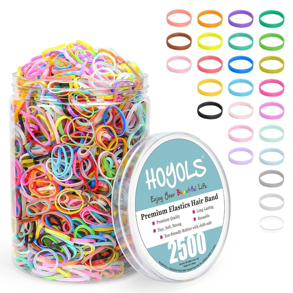 Colorful Mini Rubber Bands, Hair Ties for Braids | 25 Mixed Colors, TPU Small
