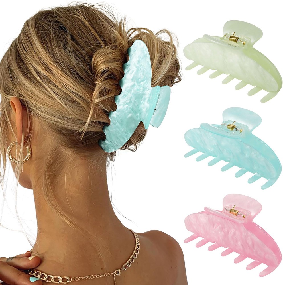 HAIMEIKANG 3 Pcs Acrylic Hair One size, Light Blue, Green, Pink