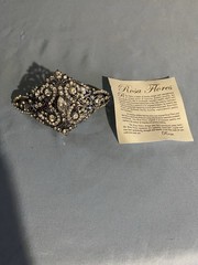 Vintage Rosa Flores Swaroski Crystal Hair Clip Barrette Antique Look NEW