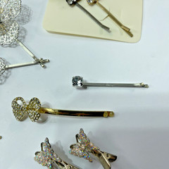 Lot of 12 VINTAGE 1970s & Early 80s Hair Barrette crafted w Rhinestones NICE!