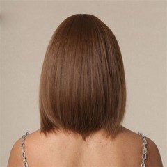 Straight Hair Female Gradient Golden Wig Medium Long Hair Clavicle Hair