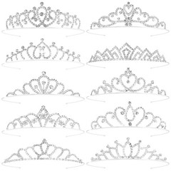 Tiaras Crowns Headbands for Girls Women 10 Pcs Small Silver Princess Tiara Bulk