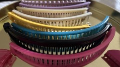 15 1980s TZERS Hair Cincher Banana Comb Clips Acrylic Shell coastal Grandmother