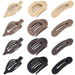 12 Pack Flat Hair Clips for Women-3 Styles Matte Neutral Flat Claw Clips, Black,