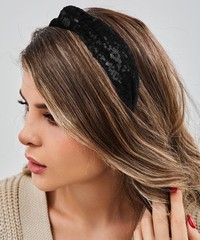 Top Knot Headbands for Women Girls Halloween Sparkly Sequin Knotted Head Band…