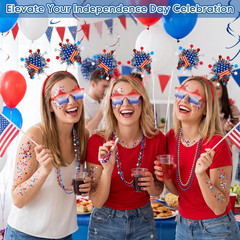 4Th of July Accessories Set – Red White and Blue Headband Star Sunglasses Neckla