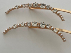 KELA Halo Hair Pins Gold Encrusted Rhinestone & Faux Pearls New no Box FreeShip