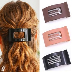 3 PCS Medium Black Flat Hair Claw Clips Acrylic Thick Styling Accessories Catch