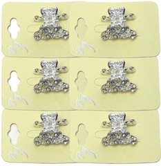 JCGY Set of 6 Mini Hair Claws Silvery White Trim Sparkly White Crystals Brida…