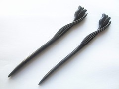 Zz-bg-tulip 2 Count Hair Sticks Natural Ebony (Black Sandalwood) Handmade Car…