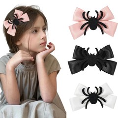 Halloween Hair Clips Hair 3Pcs White Pink Black Bow Hair Clip Bows for Cute S…