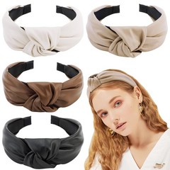 TOBATOBA Leather Headbands for Women, 4Pcs PU Leather Knotted Headband for Wo…
