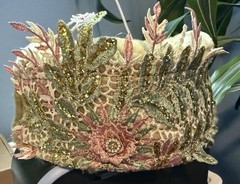 Damsel In This Dress Couture Pill Box Hat Lace Beaded Floral NWT