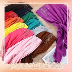 12 PCS Rhinestone Head Scarf Women Turban Durag Cap Skull Headband