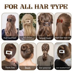 8 PCS French Flat Hair Clips for Women Girls,Matte Lay Flat Claw Clips, Large