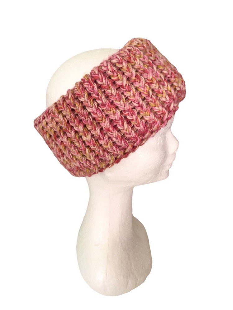 Handmade Merino Wool Blend Knit Headband – Warm Multicoloured Winter Accessory