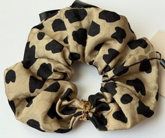 NWT Saint Laurent YSL Cassandre Logo Opyum Leopard Silk Scrunchie Hair Tie $495