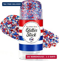 Patriotic 4th of July Glitter Stick,Sparkle Red White and Blue Face Hair Body Gl
