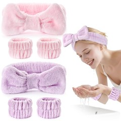 6Pack Headband and Wristband Set for Washing Face, Spa Skincare Makeup Headband,